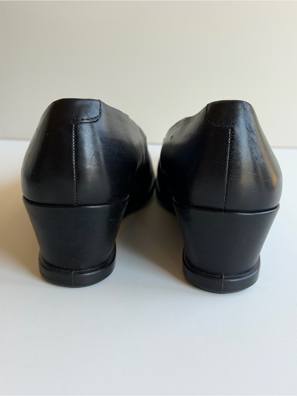 Ecco Shape 45 Wedge Black Leather Pumps Size 7 - Picture 6 of 10